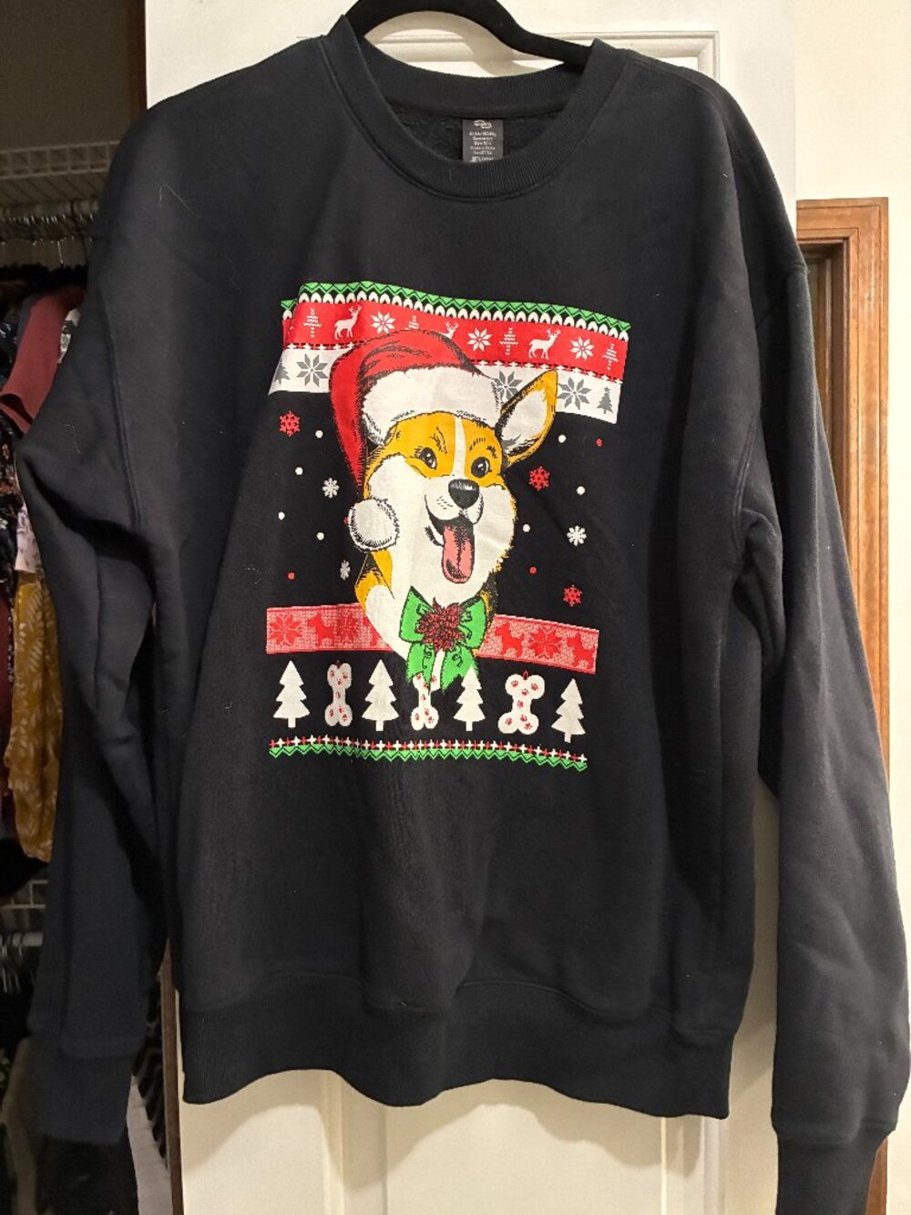 Merry Corgmas M/L Ugly Sweater Christmas Gift Corgi Dog Santa Unisex Sweatshirt